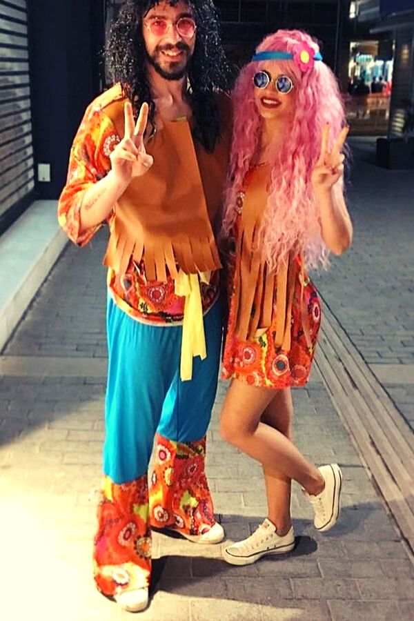55 Creative Couples Halloween Costumes for an Unforgettable Night 14 Hippie Style Costume