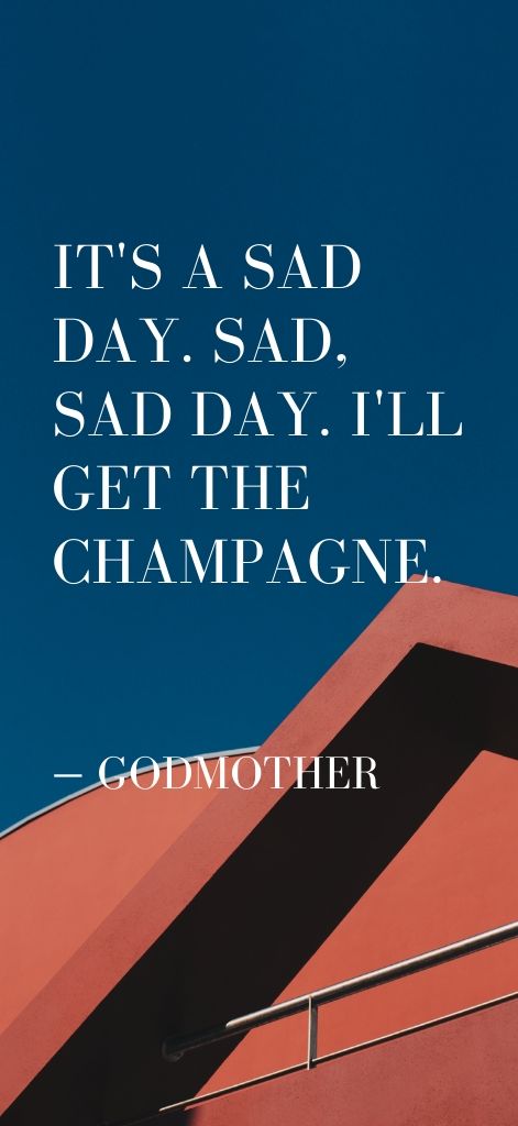 It's a sad day. Sad, sad day. I'll get the champagne. — Godmother