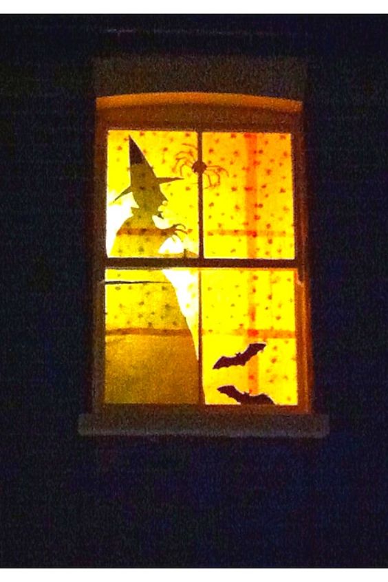 Spider, Bat and Witch Halloween Window
