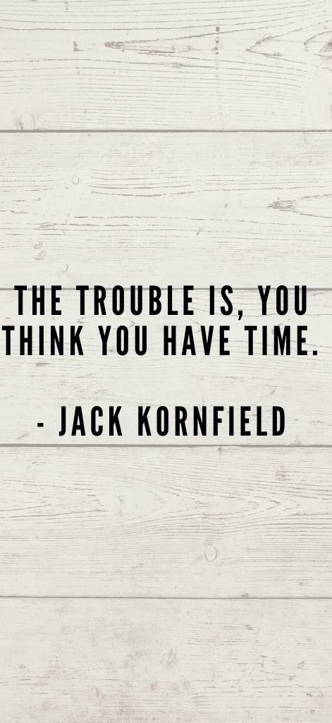 The trouble is, you think you have time. Jack Kornfield