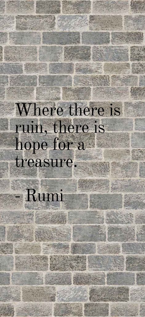 Where there is ruin, there is hope for a treasure. Rumi