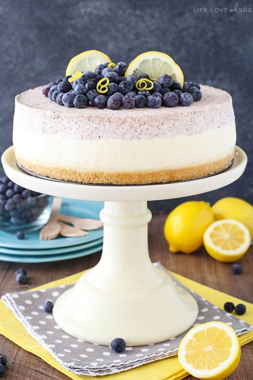 Lemon Blueberry Shortbread Mousse Cake by Life, Love and Sugar.