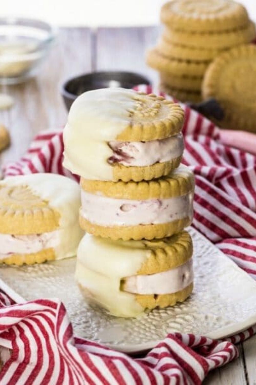 Strawberry Shortcake Ice Cream Sandwiches by The Cookie Rookie