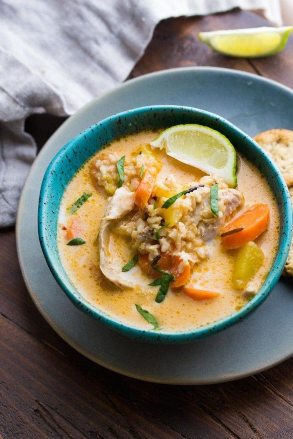 Thai Slow Cooker Chicken And Wild Rice Soup.