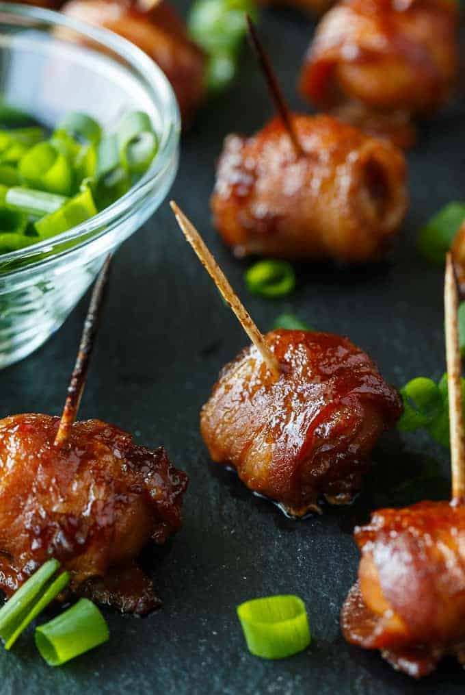 Bacon Wrapped Water Chestnut Skewers