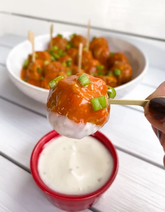 Baked Buffalo Chicken Meatballs With Brown Sugar