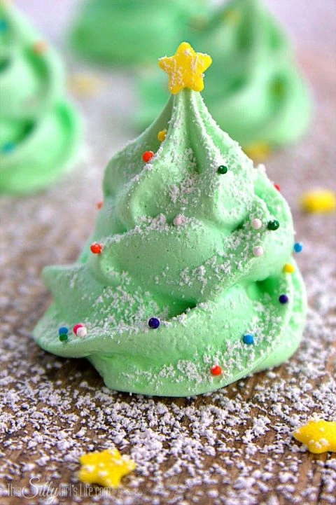 Christmas Tree Meringue Cookies