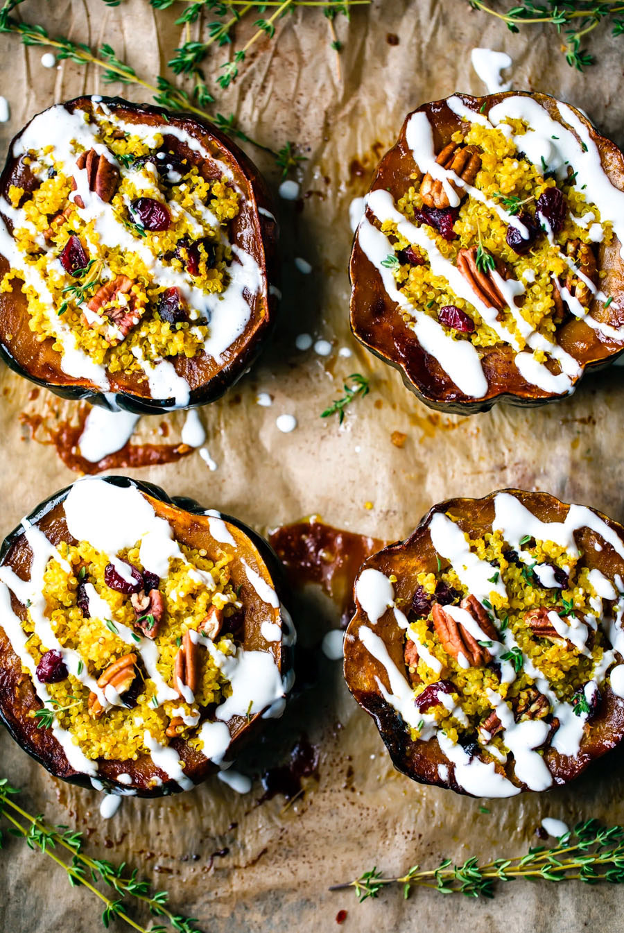 Cranberry Pecan Quinoa Stuffed Acorn Squash