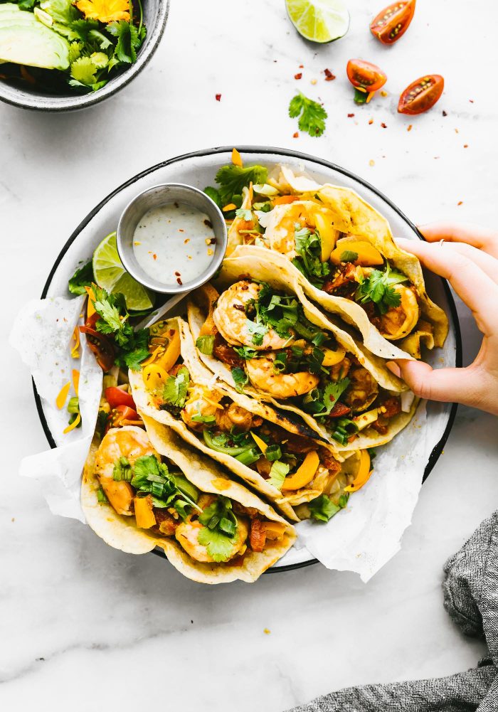 Crock Pot Fire Roasted Tomato Shrimp Tacos