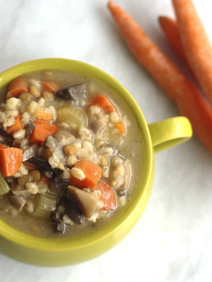 Crockpot Mushroom Barley & Lentil Soup
