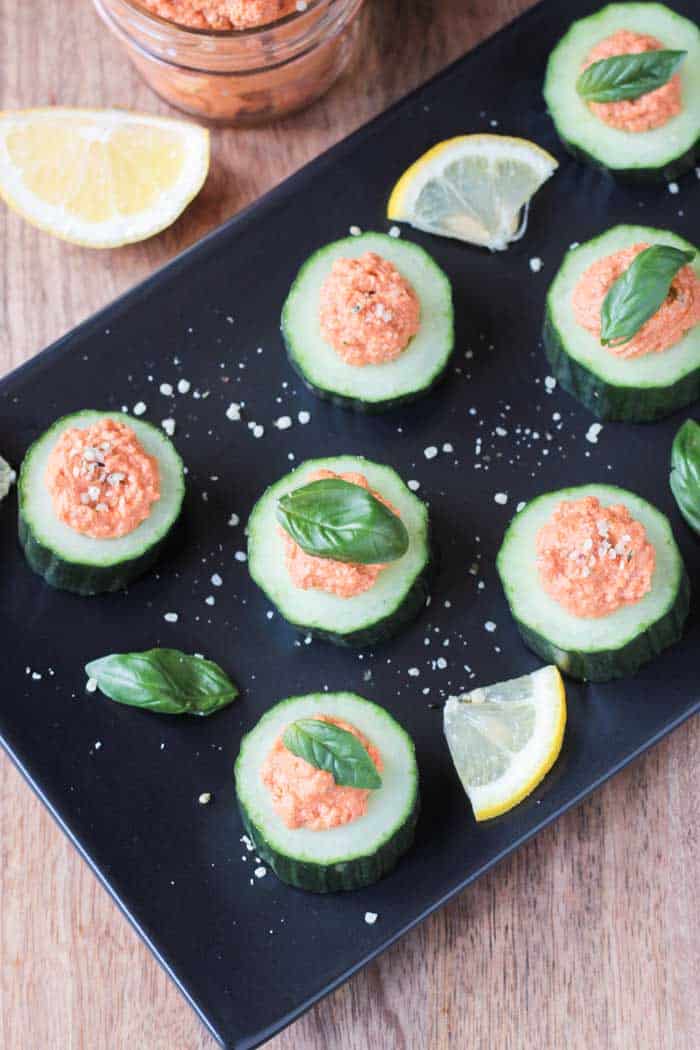 Cucumber Bites with Sun Dried Tomato Spread