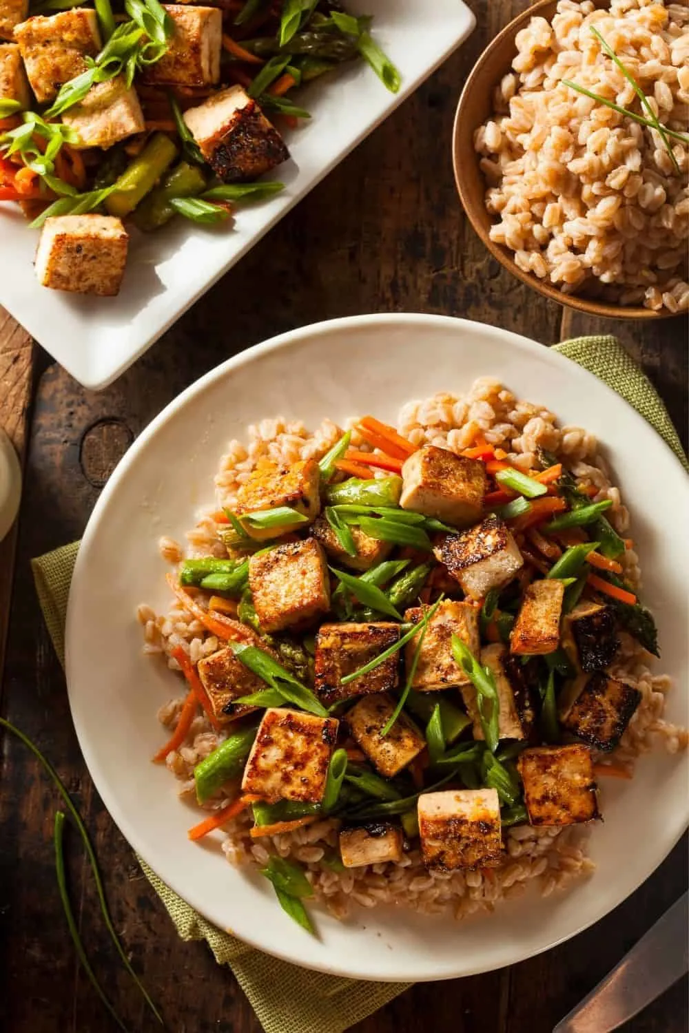 Dry Fried Green Beans With Tofu And Wild Rice 