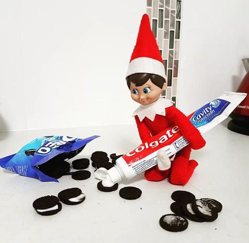 Elf on the Shelf is being a little trickster