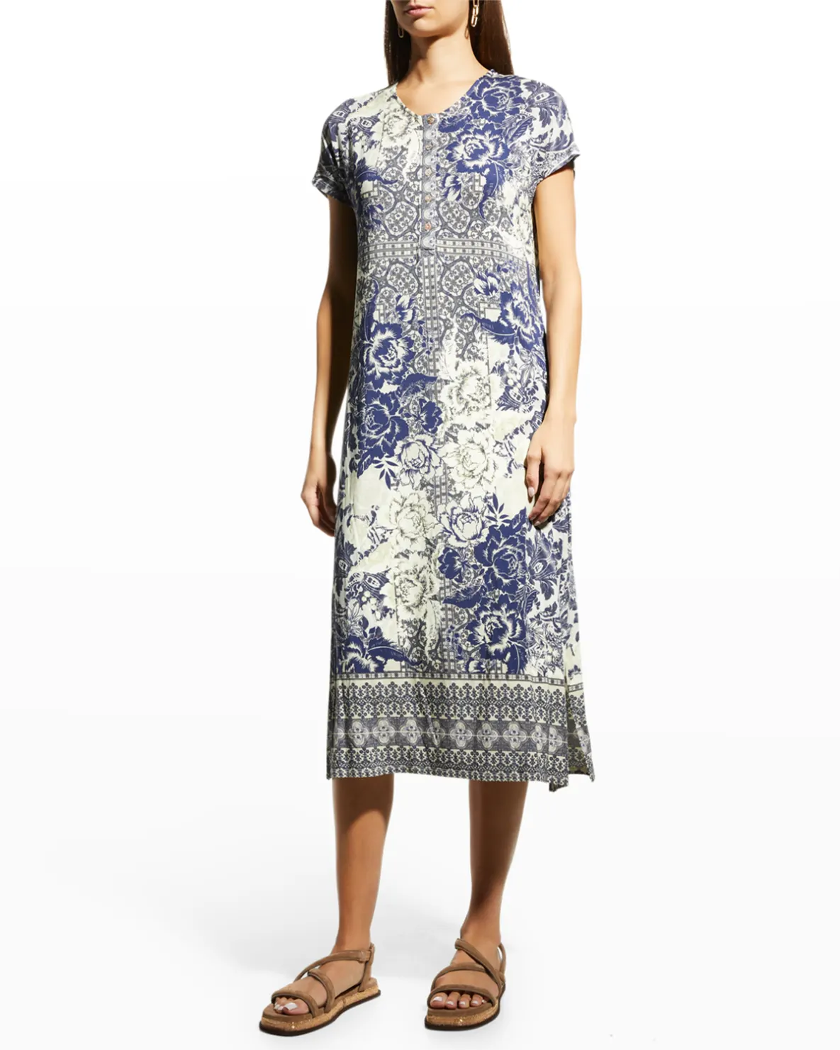 Filo Floral-Print Henley Maxi Dress
