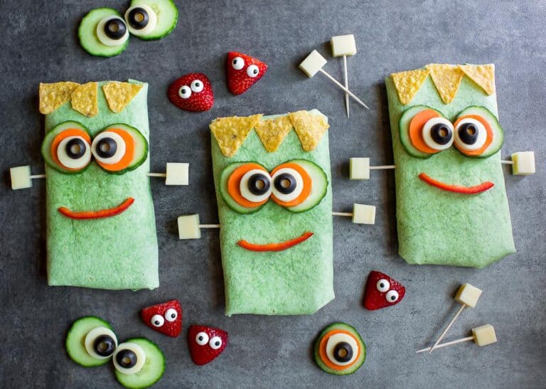 Frankenstein Halloween Sandwich Wraps