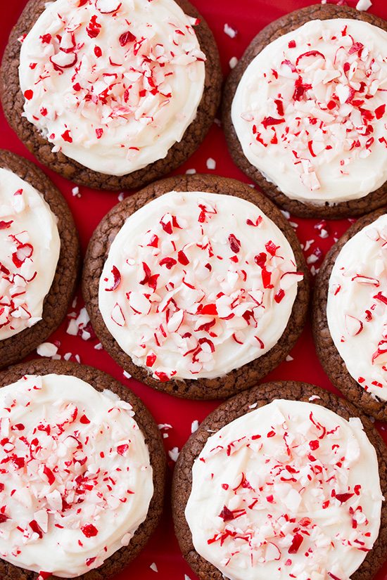 Frosted Peppermint Brownie Cookies