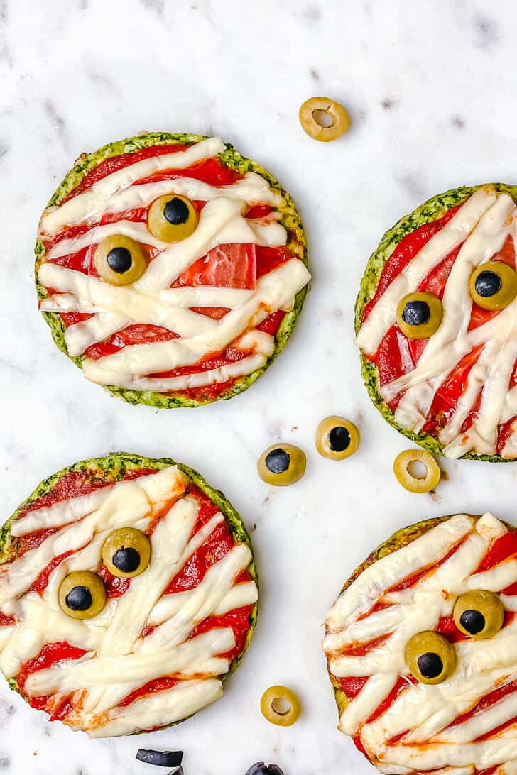 Healthy Halloween Mummy Pizzas