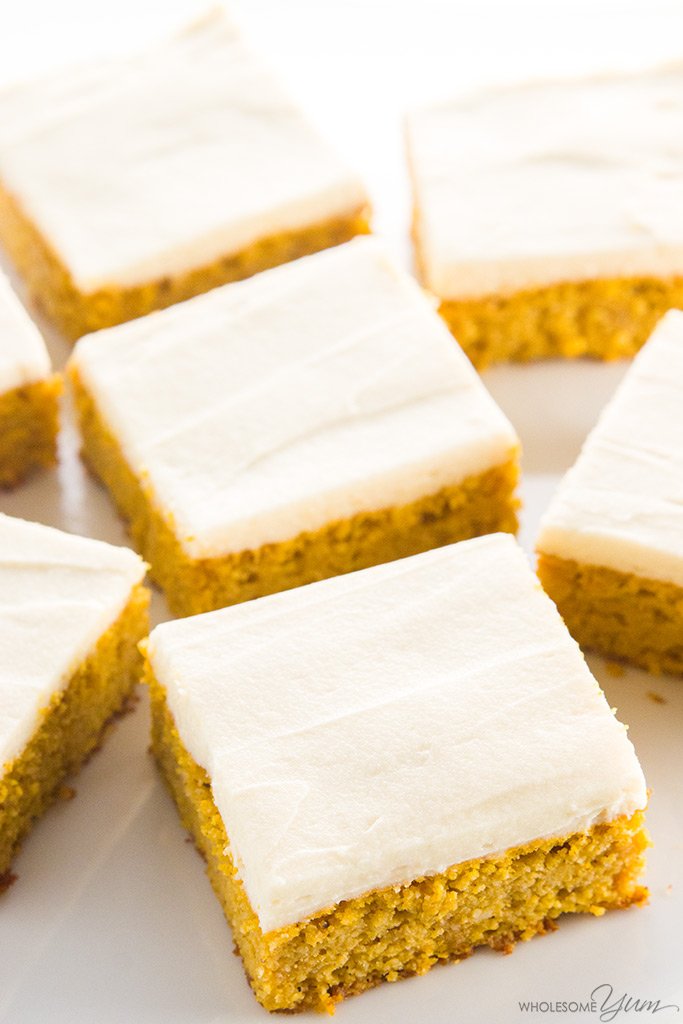 Healthy Pumpkin Bars with Cream Cheese Frosting