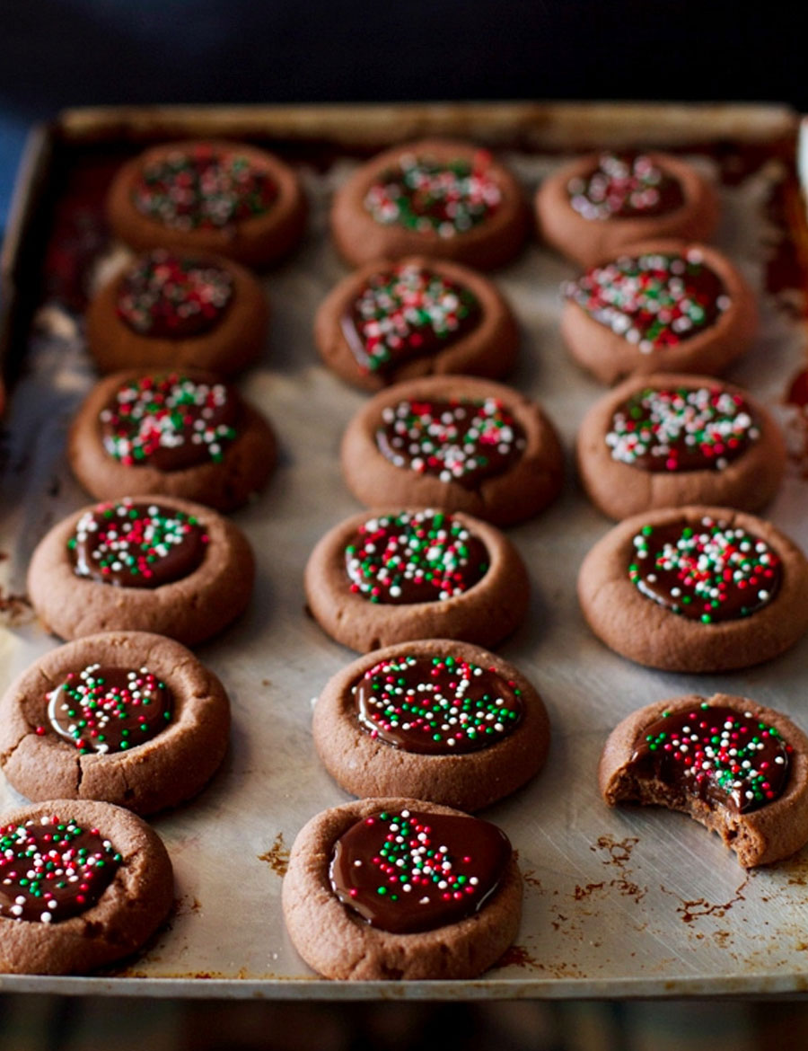 Mini Chocolate Thumbprint Cookies