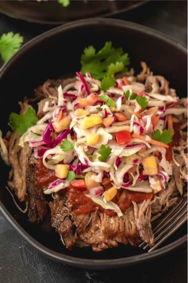 PULLED PORK WITH PINEAPPLE COLESLAW
