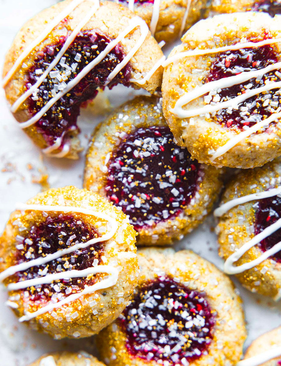 Raspberry Thumbprint Cookies with Amaretto