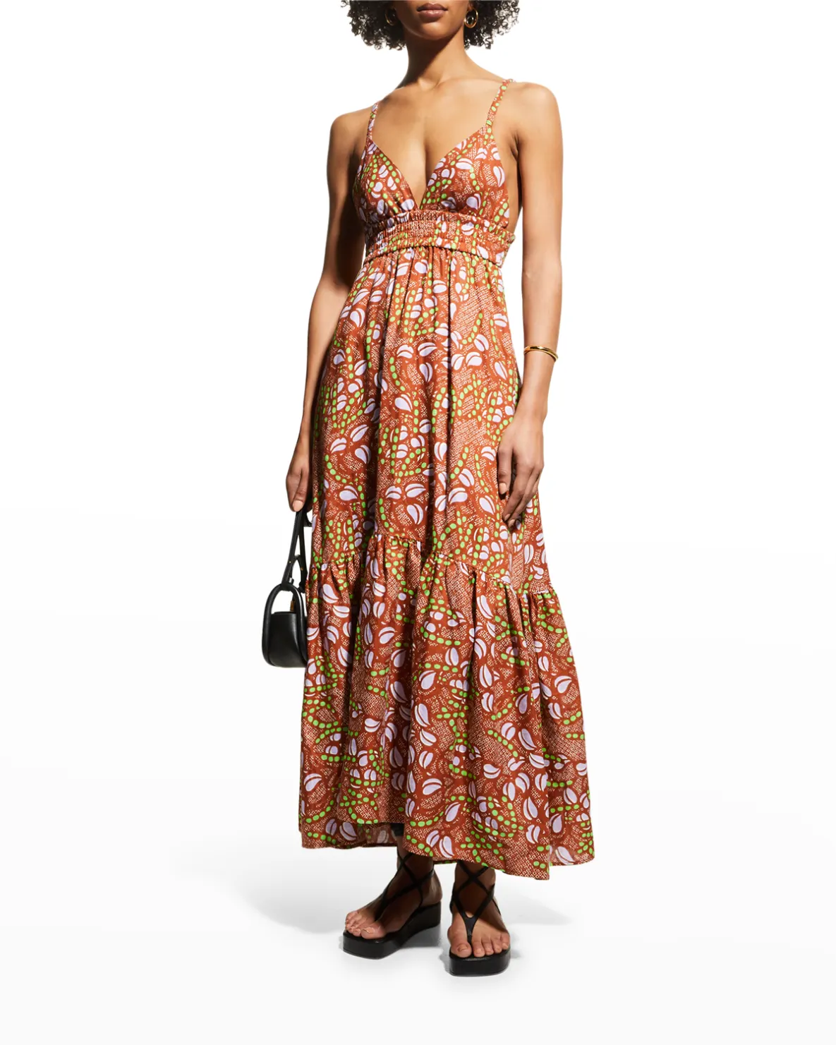 Rhodes Printed Tiered Open Back Maxi Dress