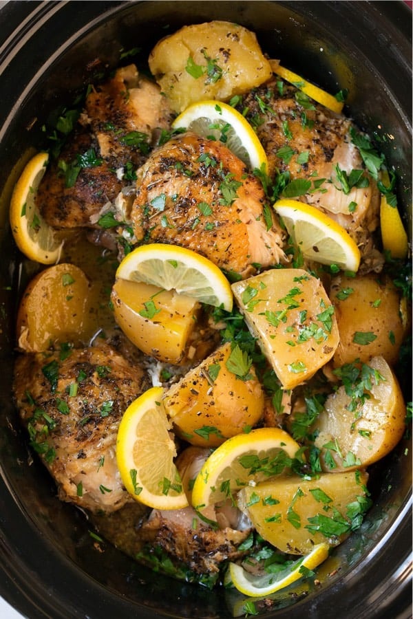 SLOW COOKER LEMON CHICKEN AND POTATOES
