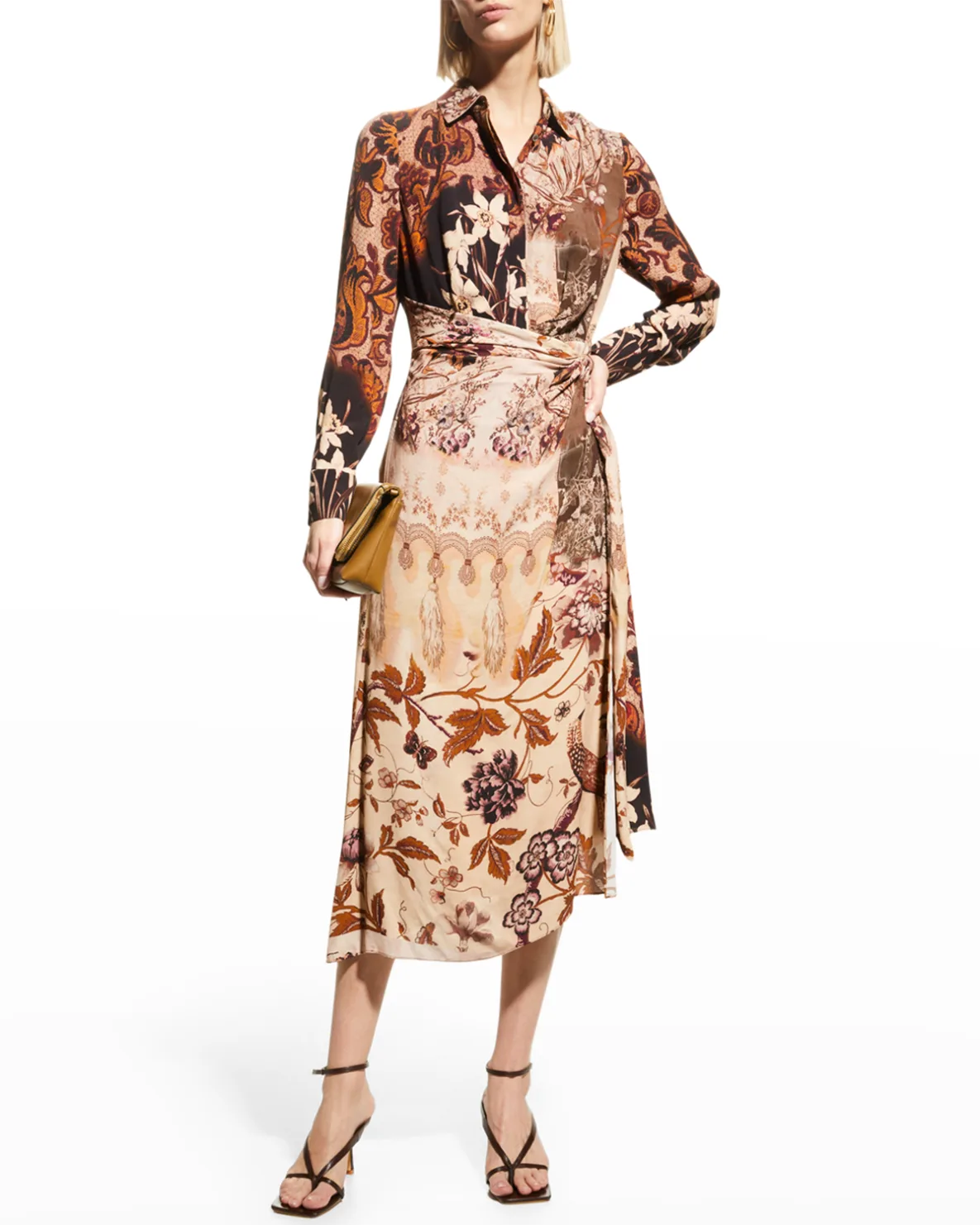 Sadie Asymmetric Floral-Print Midi Dress

