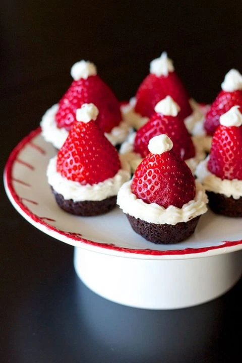 Santa Hat Brownie Bites