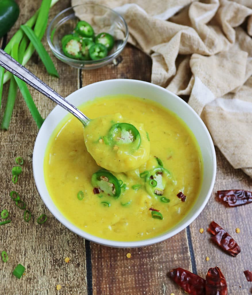 Slow Cooker Roasted Garlic Turmeric Potato Soup
