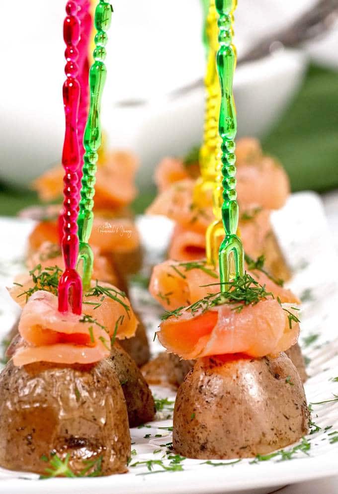 Smoked Salmon and Potato Appetizer Skewers