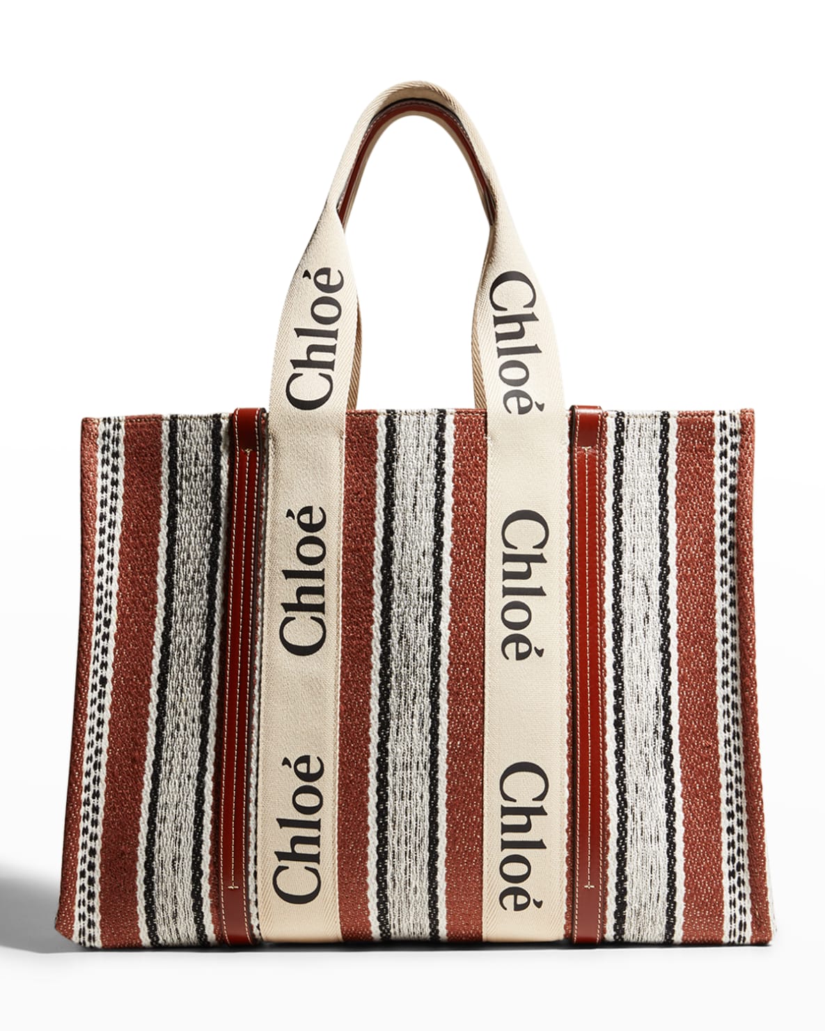 Woody Large Striped Linen Tote Bag