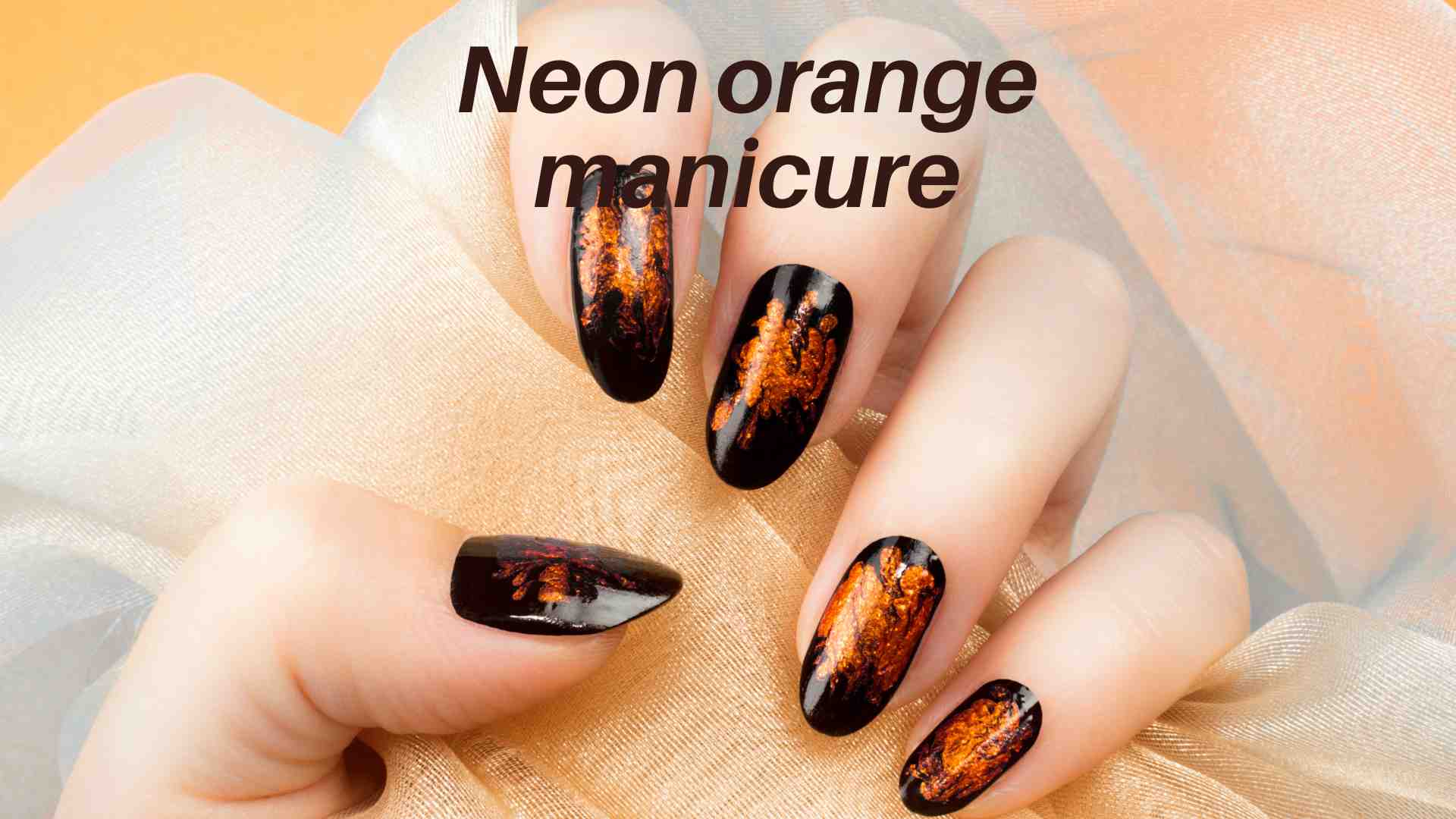 Neon orange manicure