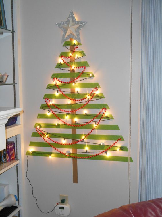 A Christmas tree made out of washi tape