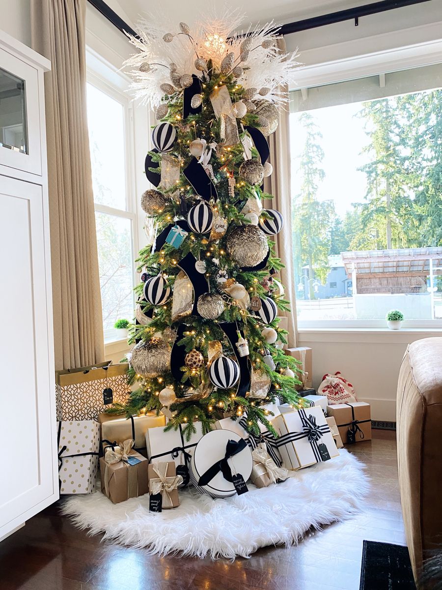 Black & White Striped Christmas Tree