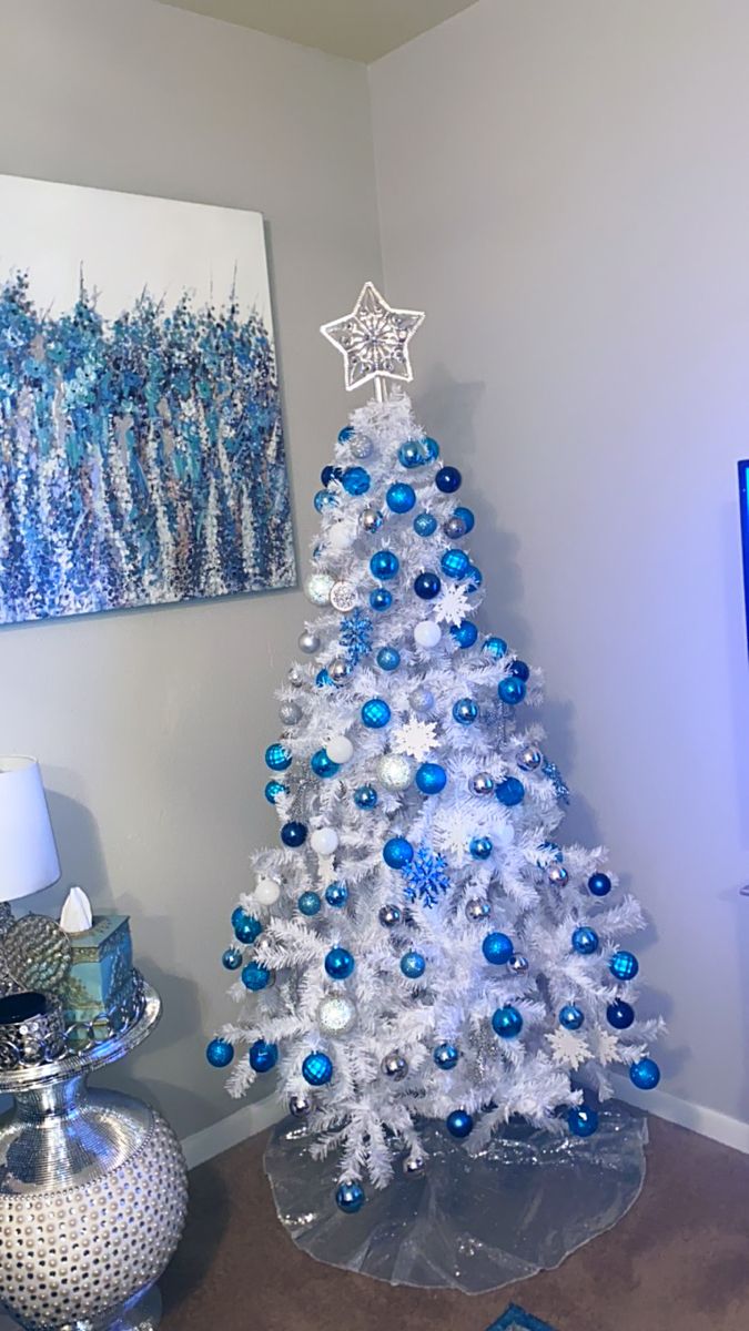 Blue and White Christmas Tree