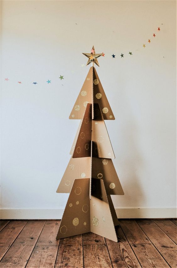 Christmas tree made of cardboard
