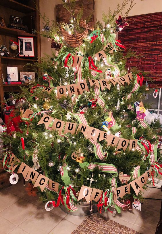 Christmas tree with a banner