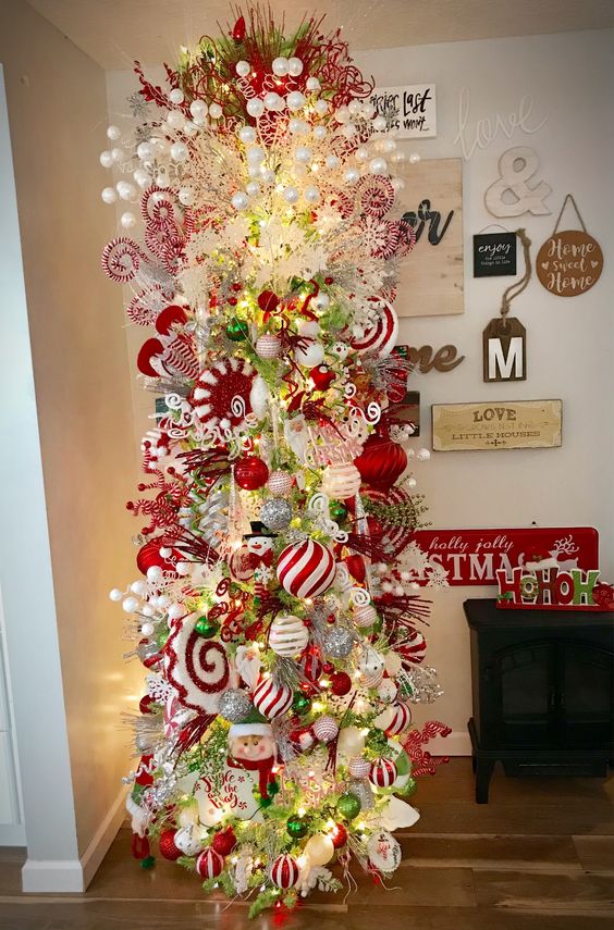 Whimsical candy cane stripe Christmas tree