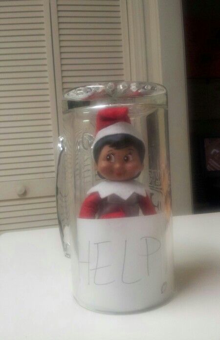 Elf is stuck in a glass while trying to make Eggnog