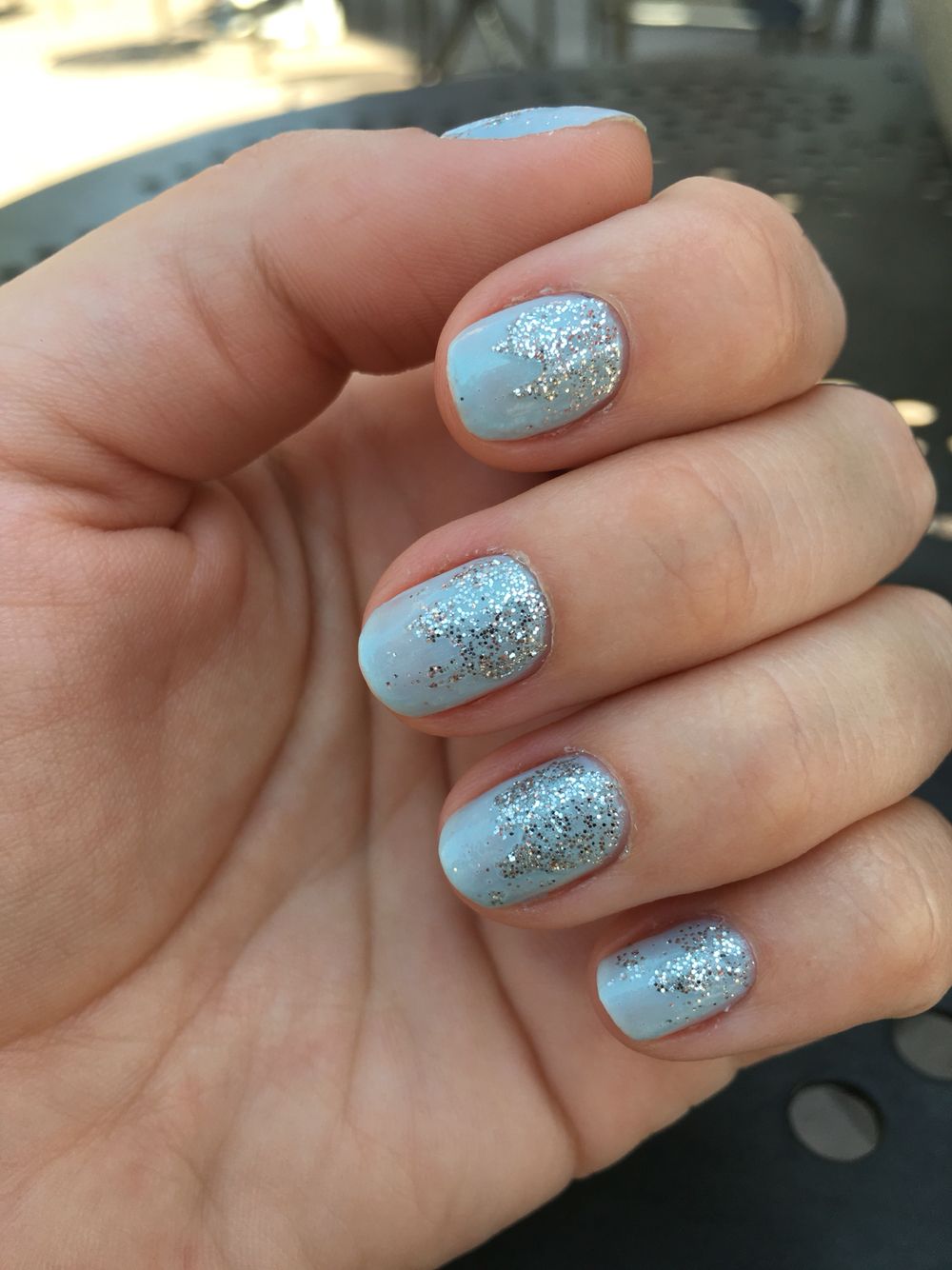 Baby Blue and Glitter Nail Art