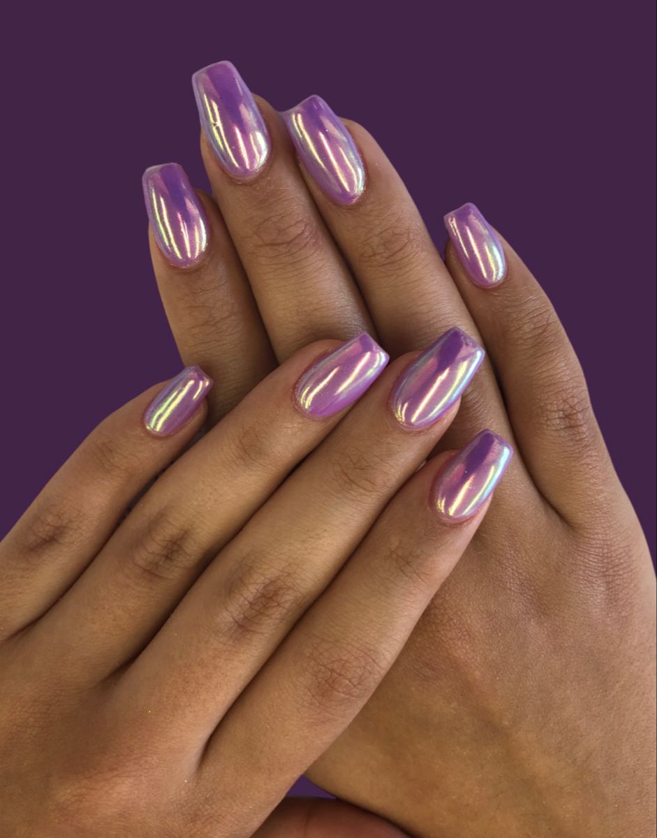 Chrome Lavender Purple Press On Nails