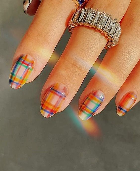 Plaid Press on Nails