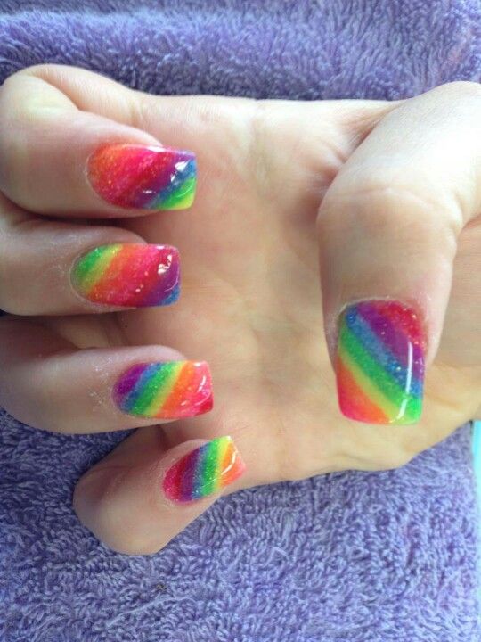 Rainbow Feather Bird Nail Art