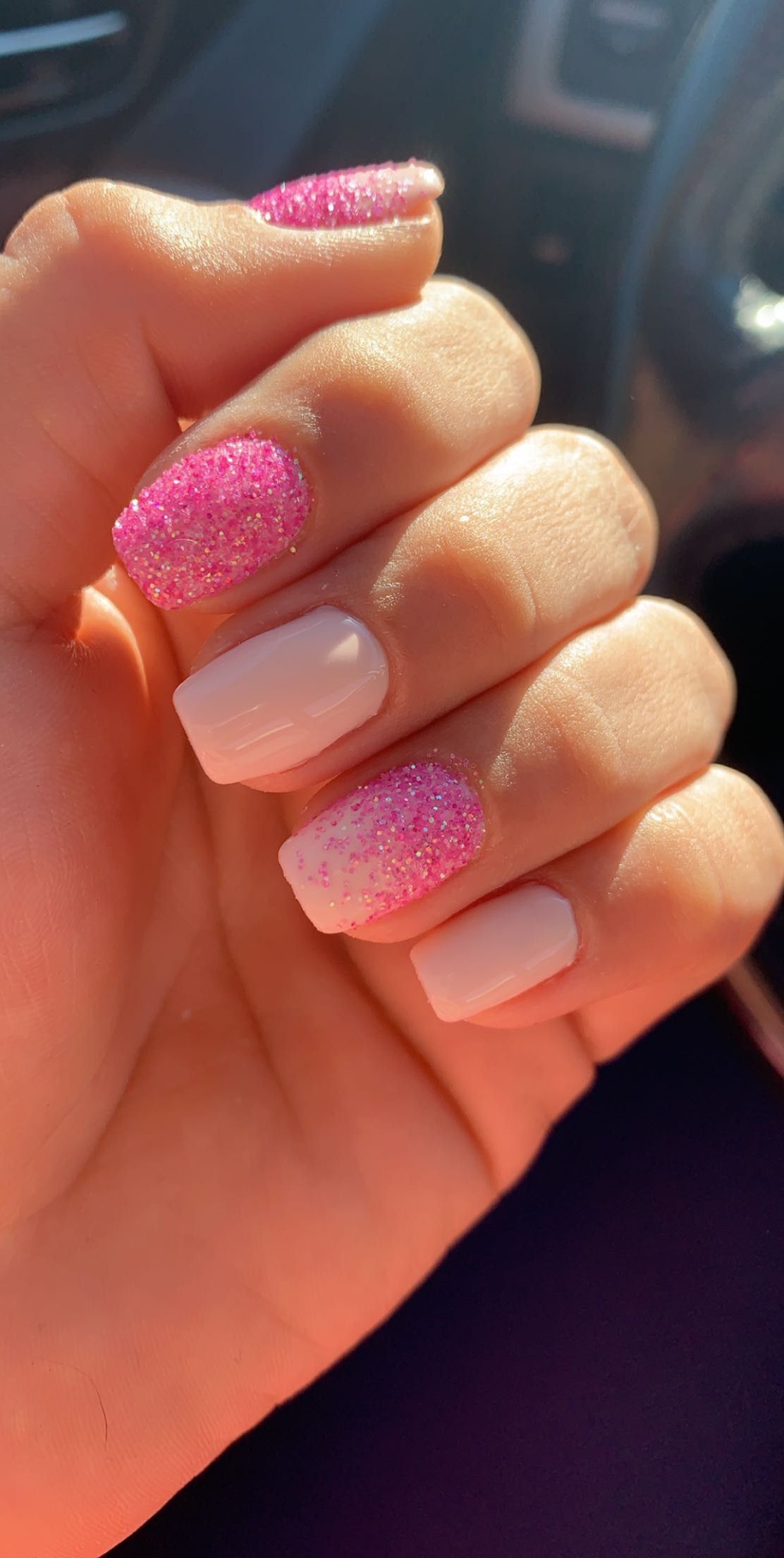 Sparkling Pink Shade Nail Art