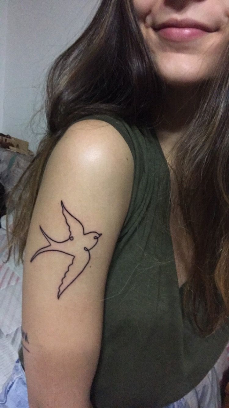 Single line bird tattoo